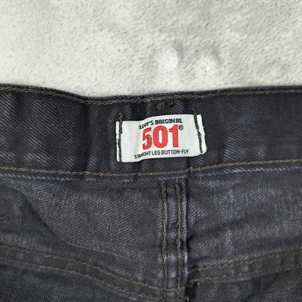 Levis 501 Jeans Mens 40x30 Black Button Fly Straight Leg Denim Skater